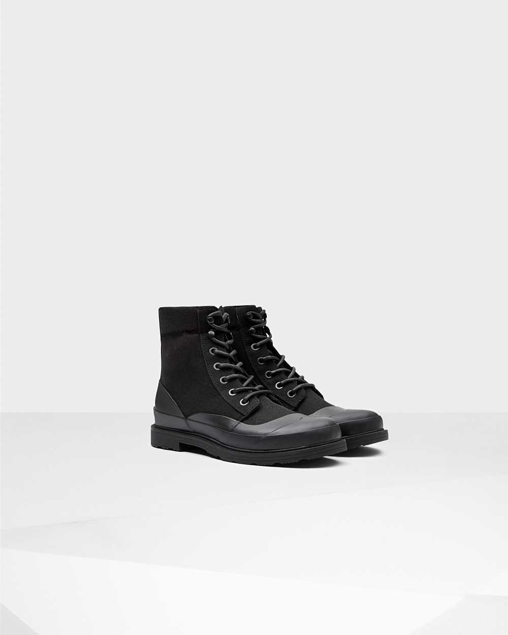 Hunter Original Canvas Lace-up Derby Men's Boots NZ-34319K Black